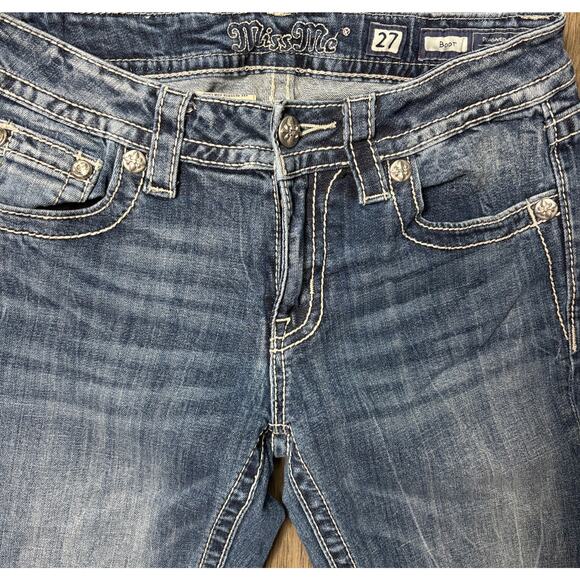 Miss Me pink embroidered bootcut jeans 27 - Picture 3 of 6